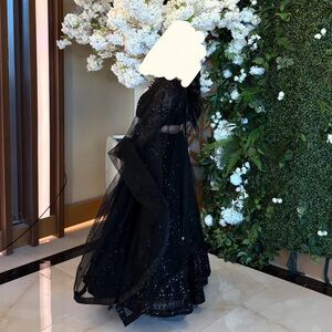 Black Embroidered & Sequined Lehenga / Anarkali Dress – Elegant Party Wear